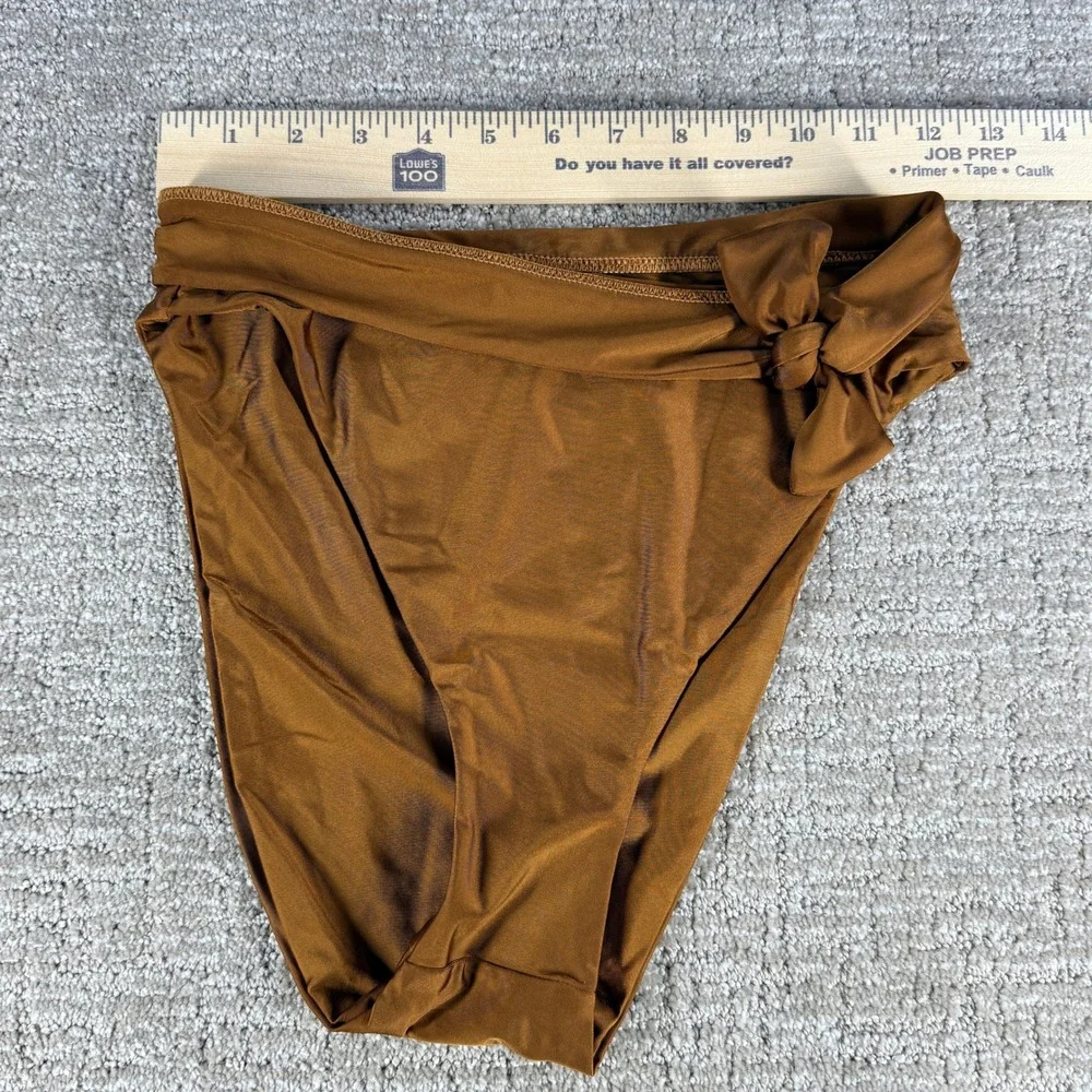 Sidway Womens Bikini Bottom High Waist Bow Detail‎ Medium Bronze Nylon Blend